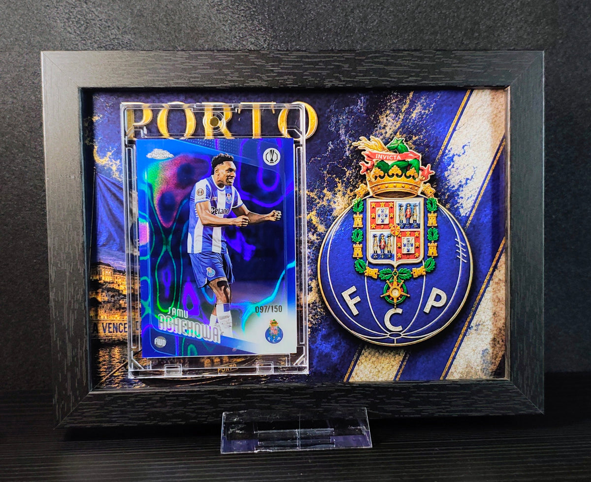 Samu Aghehowa Topps Chrome 097/150 – innrammet FC Porto-kort 🔵⚪